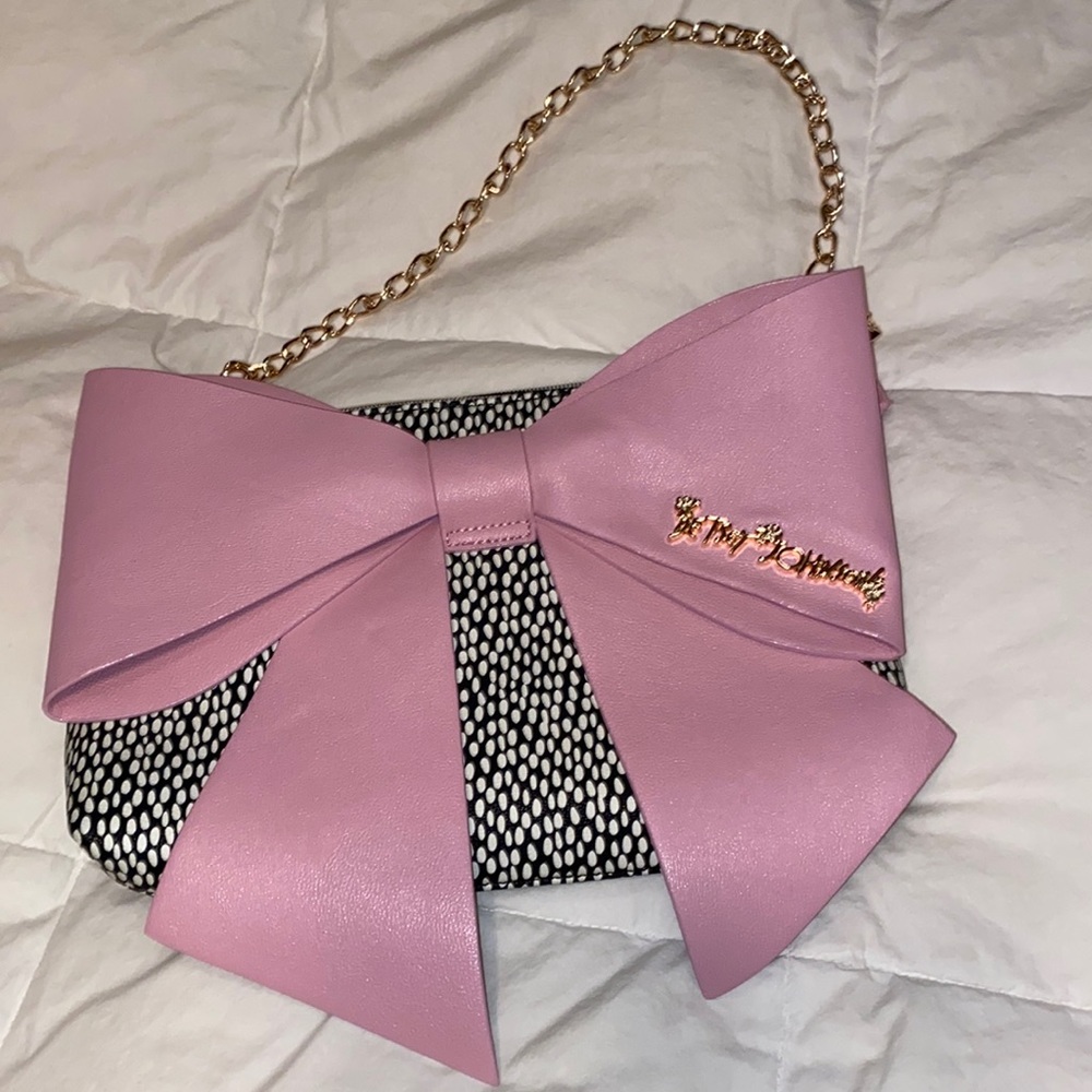 Betsey Johnson Pink Bow Chain Shoulder Bag